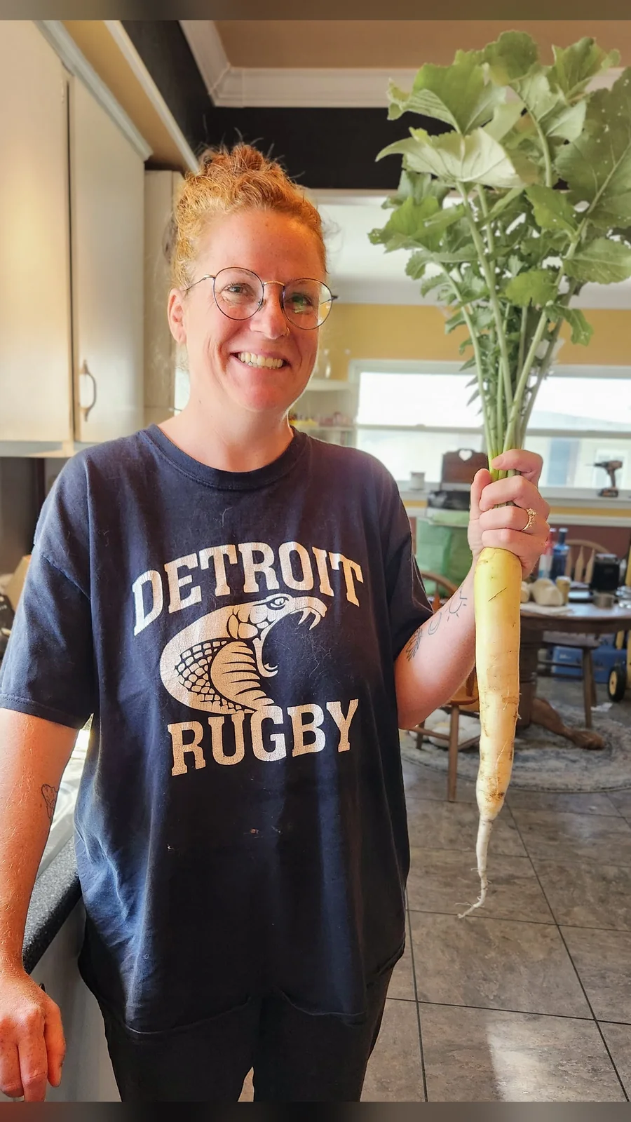 Freshly harvested Daikon radishes